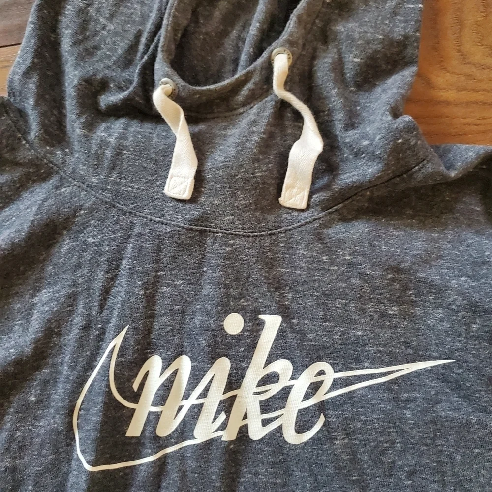 Nike Charcoal Hoodie with Peach Stripes, Adorable, Light And Soft